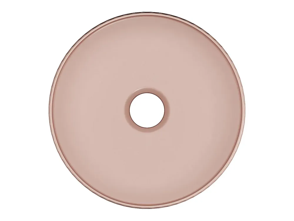Vente-unique Vasque à poser en céramique striée ronde - Rose mat - 36 cm - PEDARA