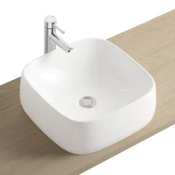Vasque À Poser|Homesight Vasque à poser en céramique l.39 x H.14,5 x P.39 cm, blanc brillant, Squircle