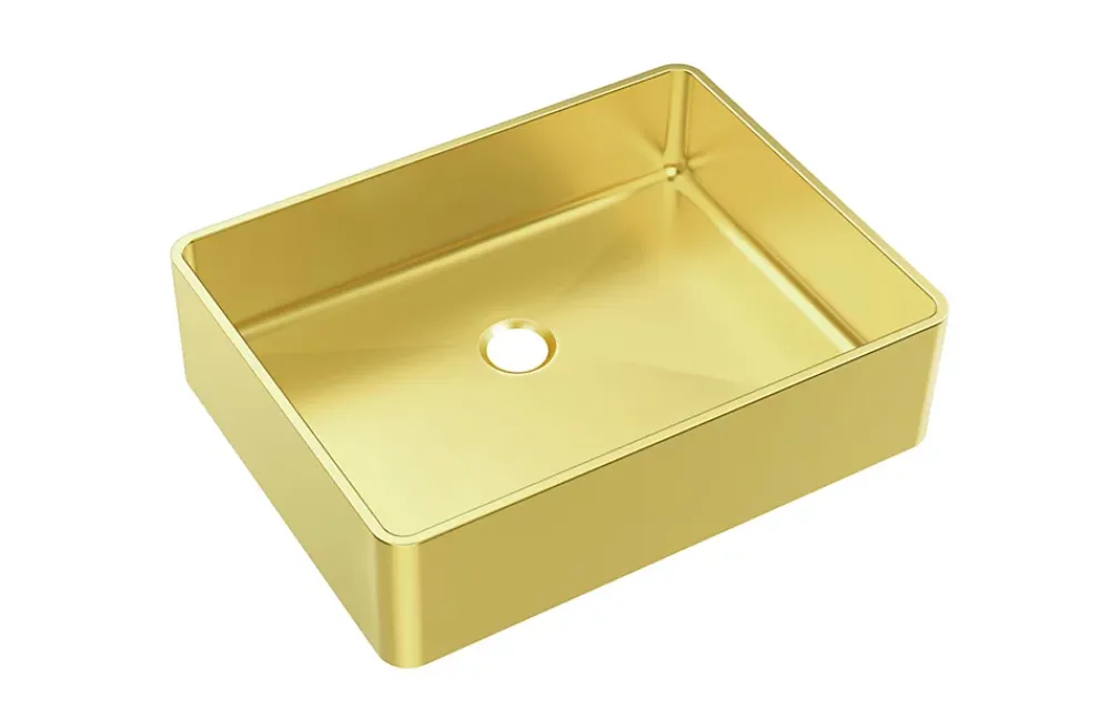 Essebagno Vasque à poser en inox doré l.37 x H.13 x P.48 cm, Luisa