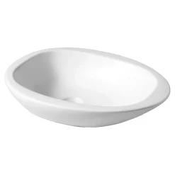 Planète Bain Vasque à poser galet en céramique blanche - Galet