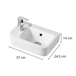 Mob-In Vasque à poser ou à suspendre rectangle en céramique 43x26,5cm