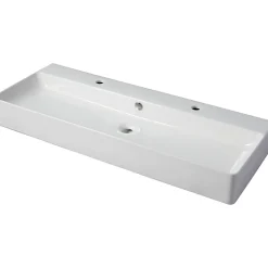 Planète Bain Vasque à poser ou à suspendre double robinet grande taille 110 x 42 cm - Regus