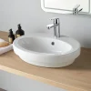 Vasque À Poser|Planète Bain Vasque à poser ou semi encastrable ovale en céramique - Ajaccio