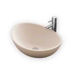 Ambra Vasque à Poser Ovale - 42 cm - en Solid Surface - Beige Rosé - Ovéa