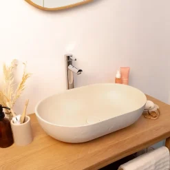 Vasque À Poser|Homesight Vasque à poser ovale béton beige l.53 x H.13 cm Emmy