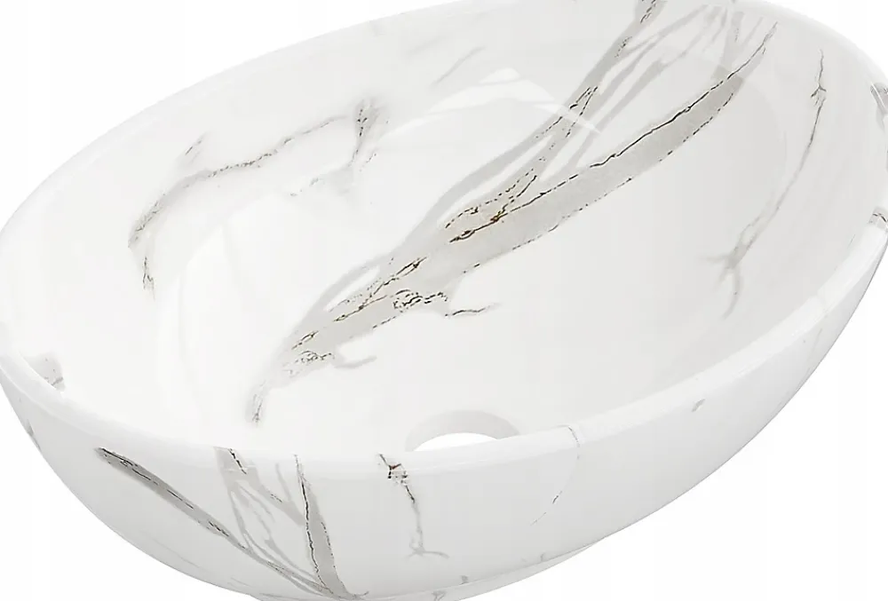 Lavabo|Silla Global Vasque à poser ovale, céramique 40x33x14 cm Blanc