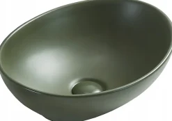 Silla Global Vasque à poser ovale, céramique 40,5x33x14 cm Vert mat