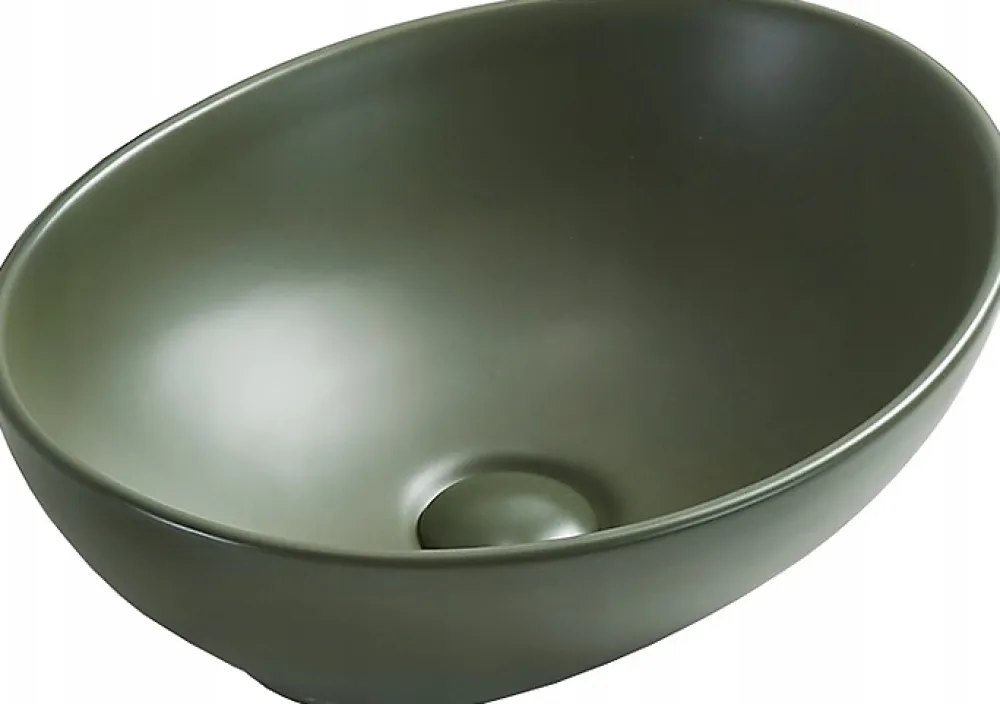 Silla Global Vasque à poser ovale, céramique 40,5x33x14 cm Vert mat