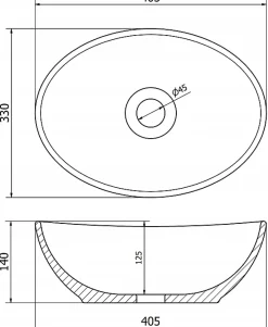Lavabo|Silla Global Vasque à poser ovale, céramique 40,5x33x14 cm Blanc/or