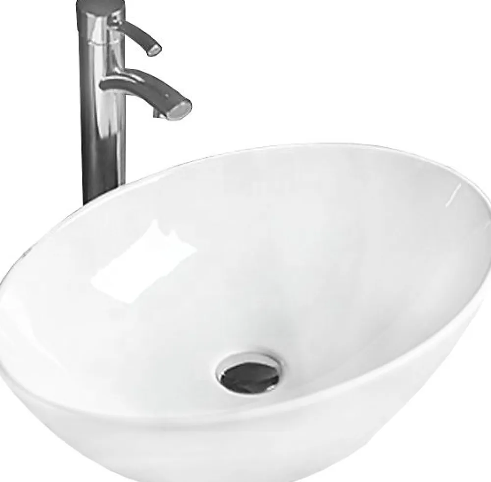 Silla Global Vasque à poser ovale, céramique 56x38,5x15 cm Blanc