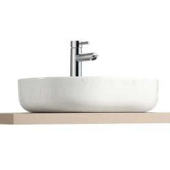 Homesight Vasque à poser ovale céramique imitation marbre blanc Lou