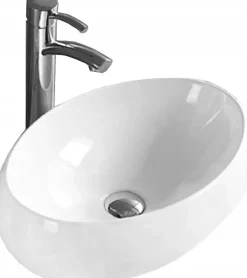 Lavabo|Silla Global Vasque à poser ovale, céramique 60x40x15 cm, Blanc