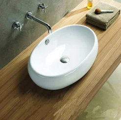 Lavabo|Silla Global Vasque à poser ovale, céramique 60x40x15 cm, Blanc
