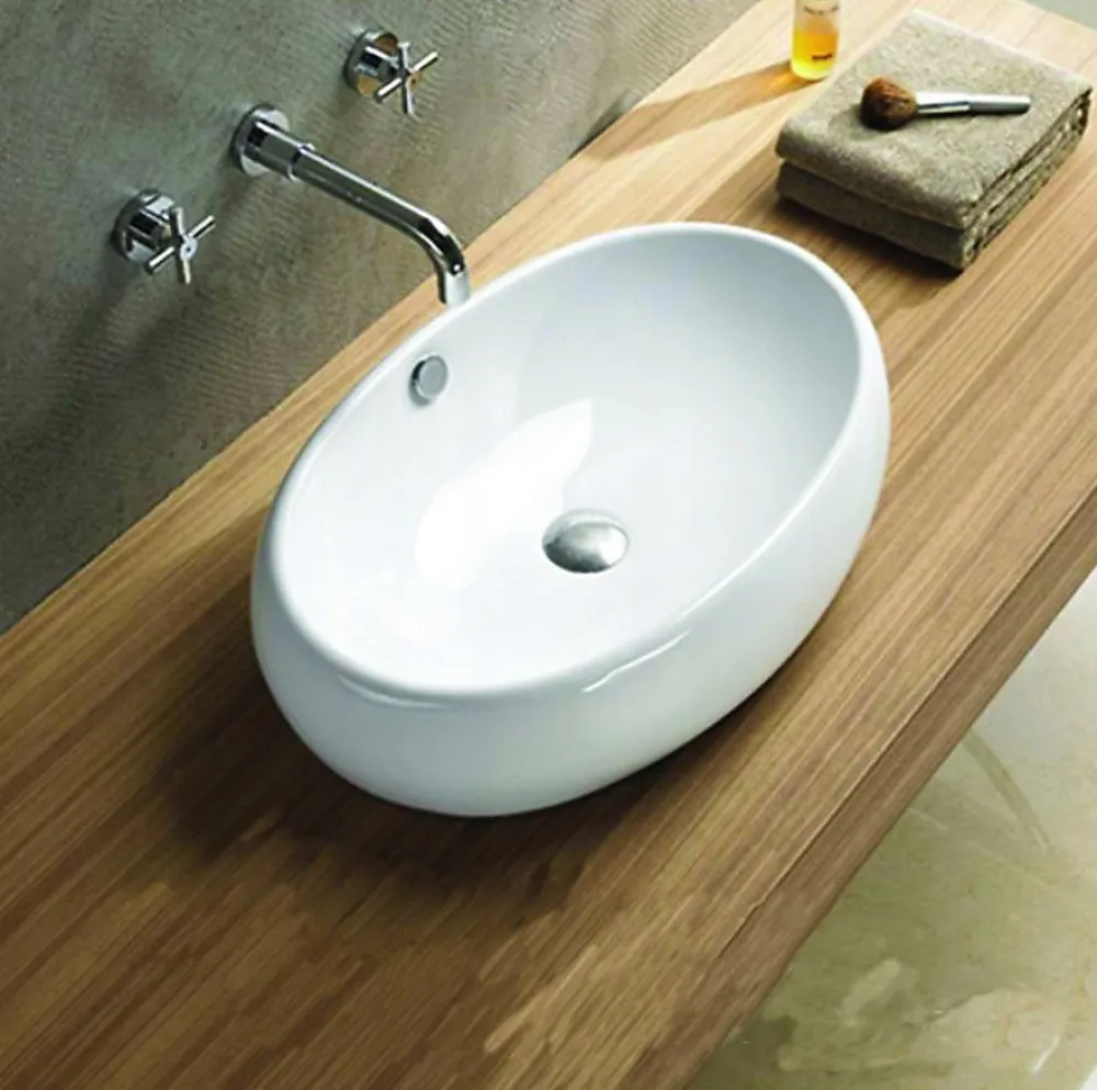 Lavabo|Silla Global Vasque à poser ovale, céramique 60x40x15 cm, Blanc