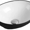 Silla Global Vasque à poser ovale, céramique 40,5x33x14 cm Blanc/noir