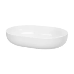 GoodHome Vasque à poser ovale céramique blanc brillant Cavally