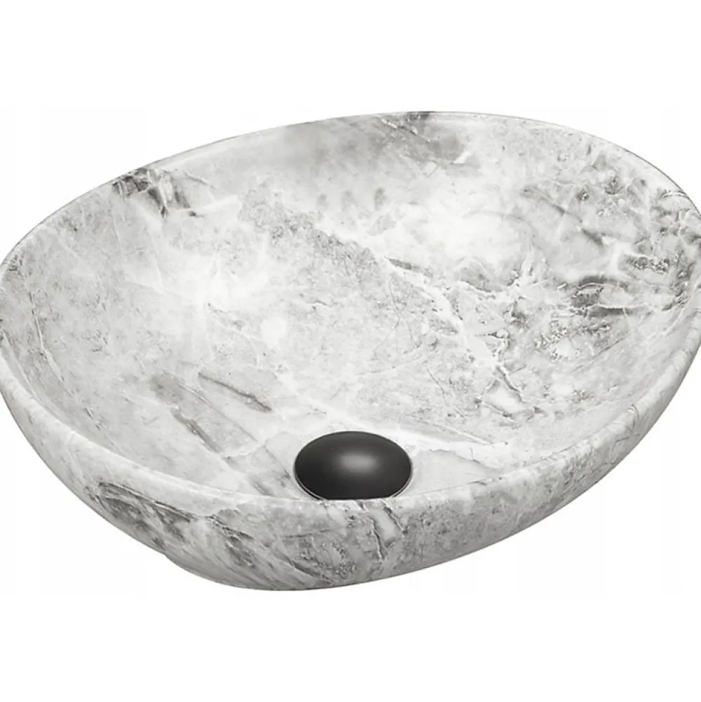 Silla Global Vasque à poser ovale, céramique 40,5x33x14 cm Gris