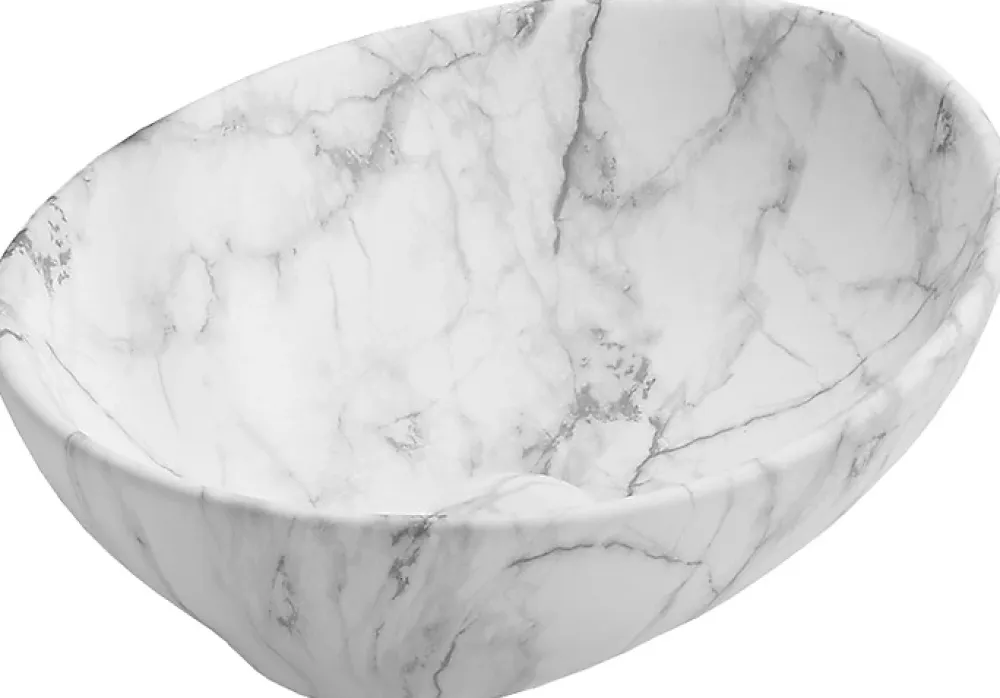 Silla Global Vasque à poser ovale, céramique 40,5x33x14 cm Blanc/gris