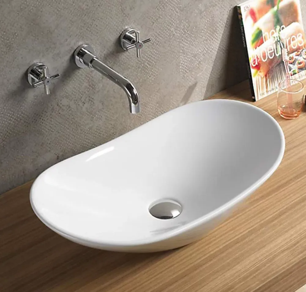 Lavabo|Silla Global Vasque à poser ovale, céramique 61,5x36x14,5 cm Blanc