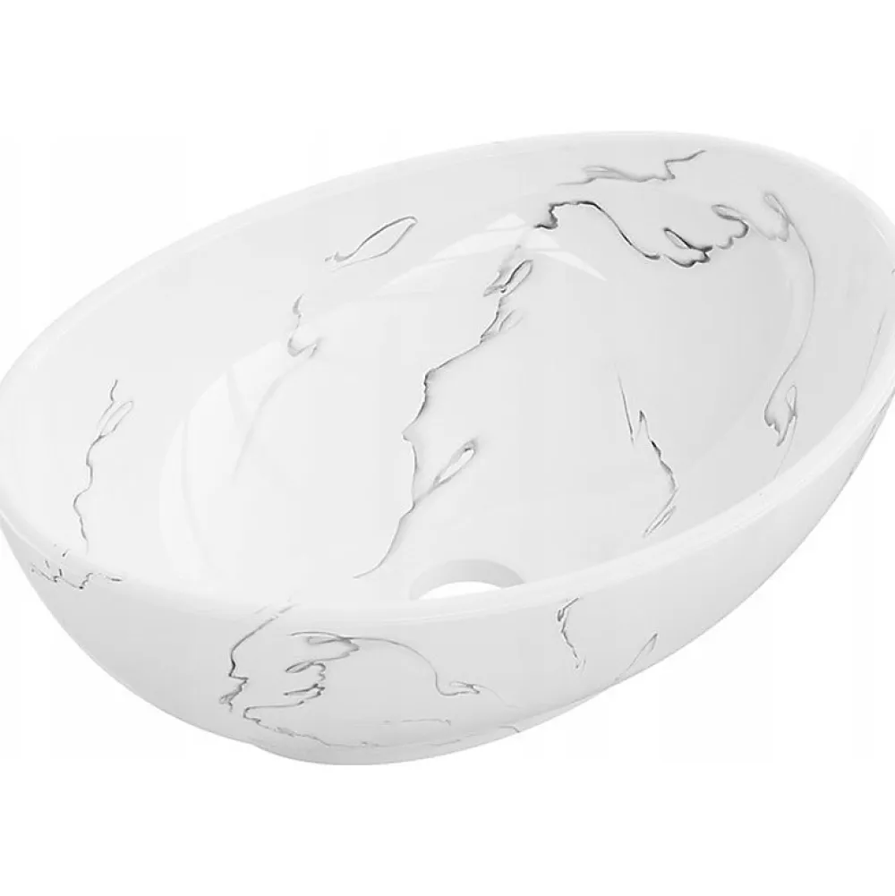 Lavabo|Silla Global Vasque à poser ovale, céramique 40,5x33x14 cm Blanc