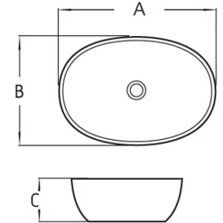 Lavabo|Silla Global Vasque à poser ovale, céramique, 59x40x14 cm, blanc