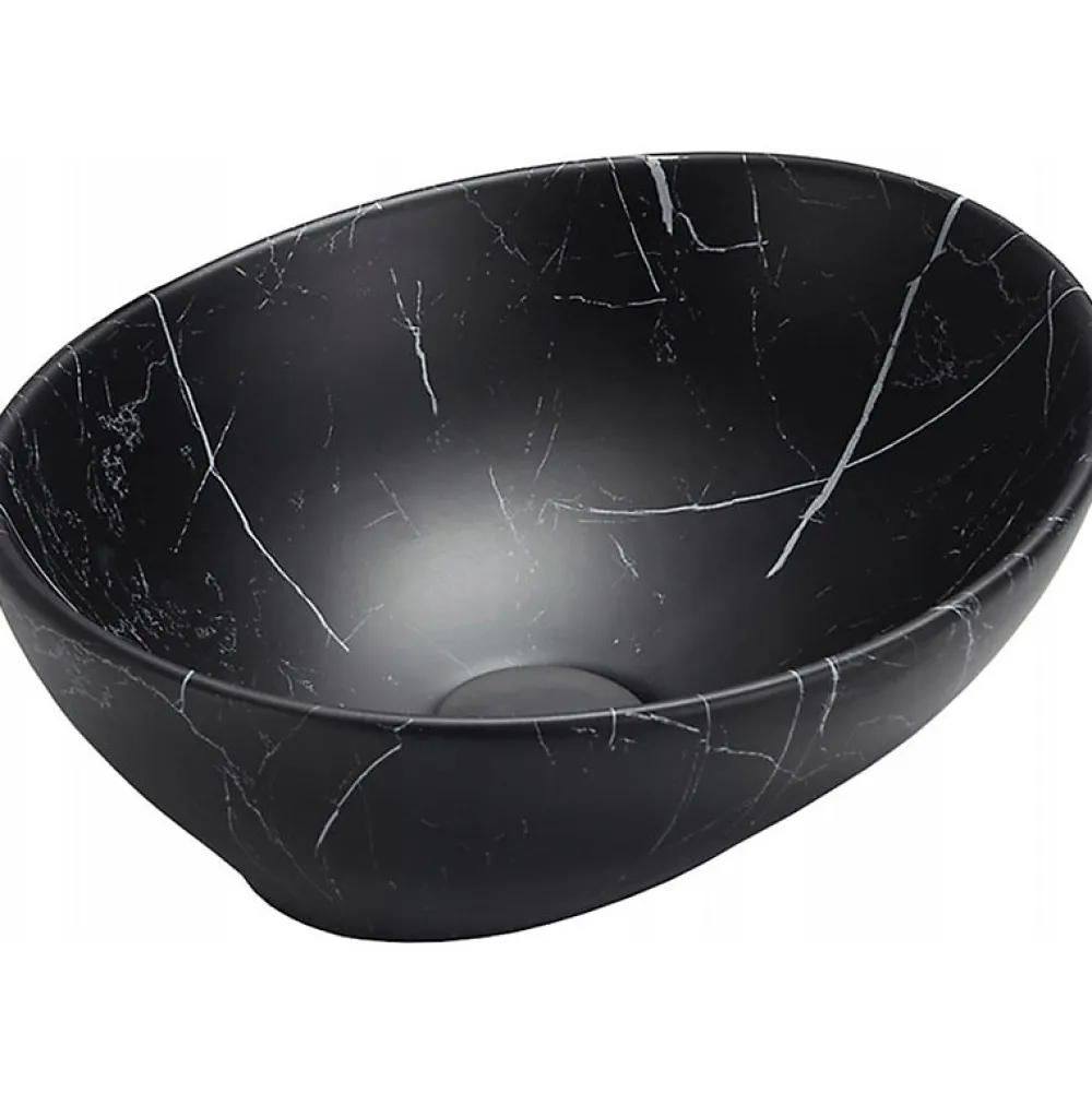 Lavabo|Silla Global Vasque à poser ovale, céramique 40,5x33x14 cm marbre noir