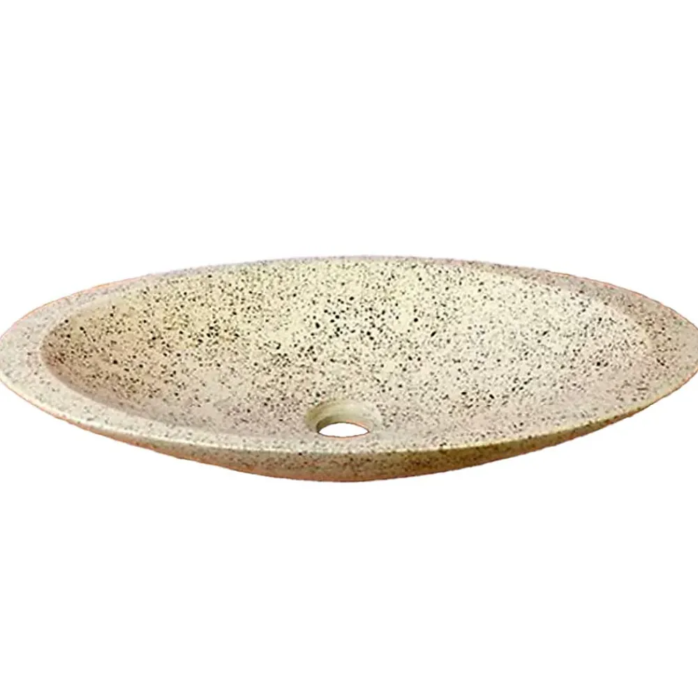 Vasque À Poser|Autres Vasque à poser ovale grise en Terrazzo pour salle de bain élégante