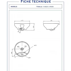 Vasque À Poser|Planète Bain Vasque à poser porcelaine blanche 41cm- Rebords fins