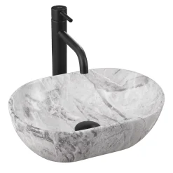 Vasque À Poser|Rea Vasque À Poser Amelia Mini Stone Matt Light Grey Oval