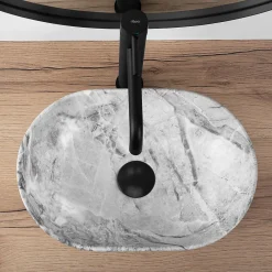 Vasque À Poser|Rea Vasque À Poser Amelia Mini Stone Matt Light Grey Oval