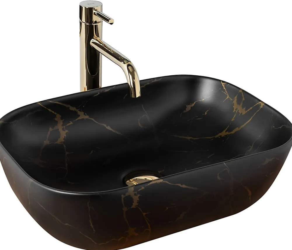 Rea Vasque À Poser Belinda Marble Matt Black Rectangle
