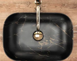 Rea Vasque À Poser Belinda Marble Matt Black Rectangle