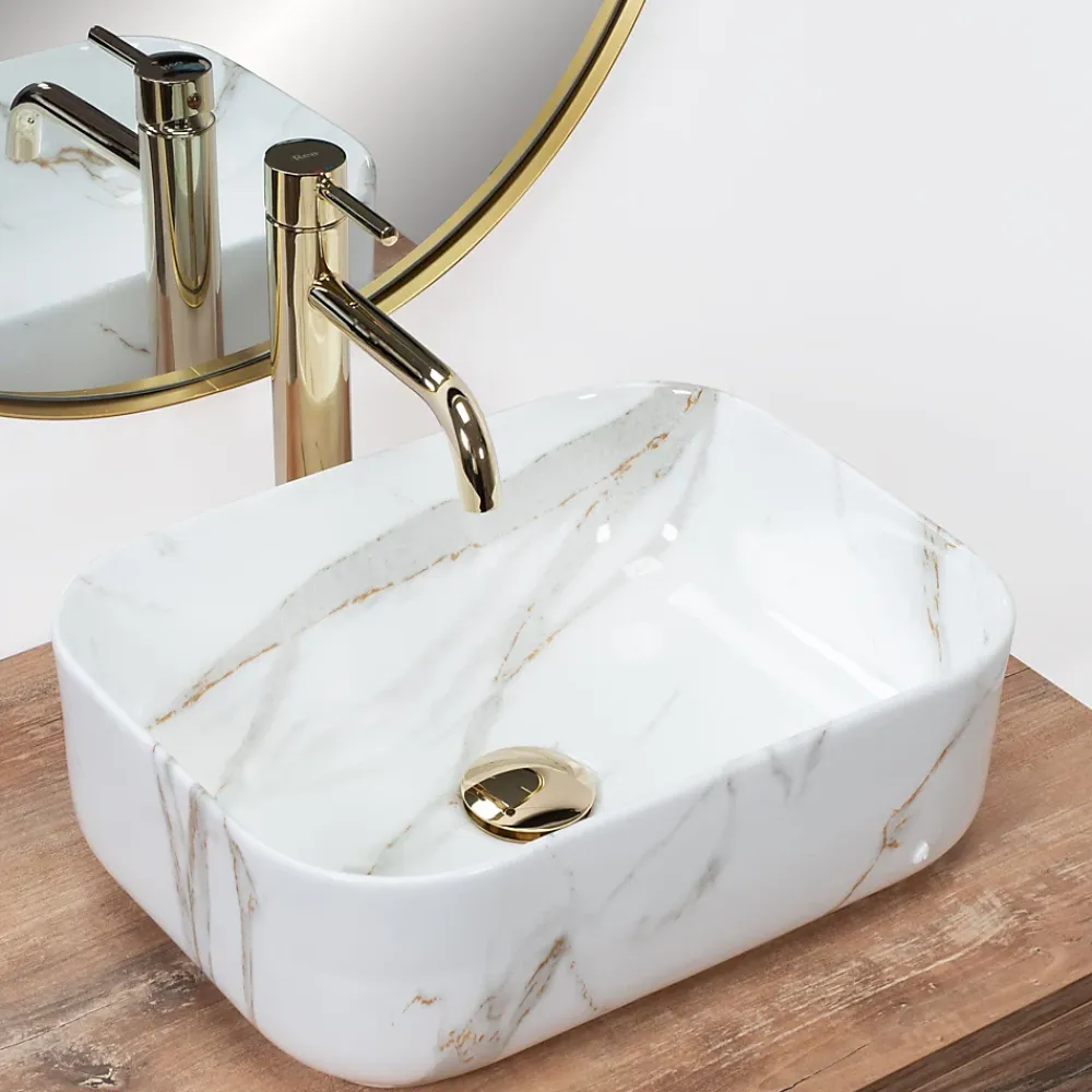 Vasque À Poser|Rea Vasque À Poser Demi Mini Shiny Aiax White Rectangle