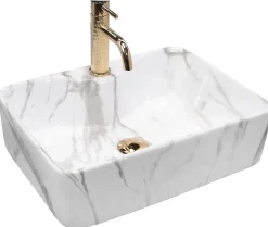 Vasque À Poser|Rea Vasque À Poser Kelly Marmo White Rectangle