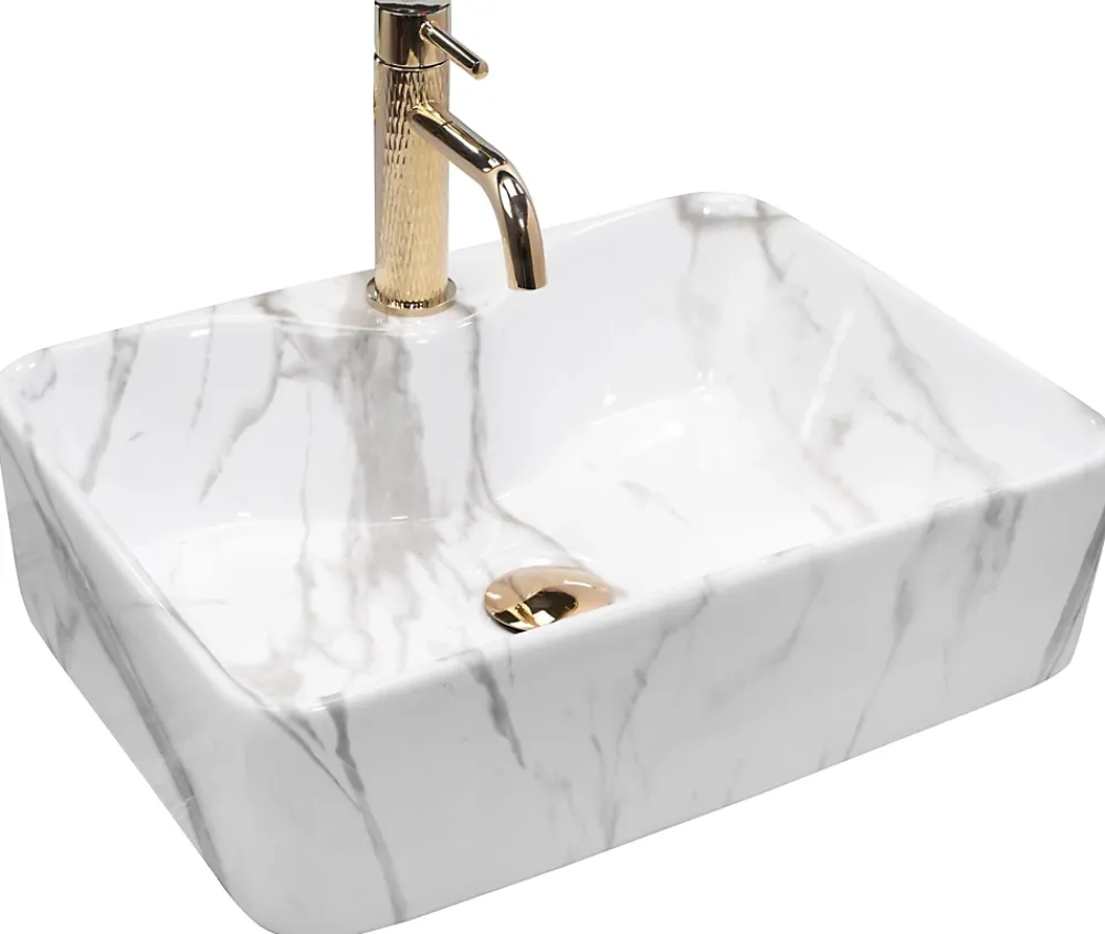 Vasque À Poser|Rea Vasque À Poser Kelly Marmo White Rectangle