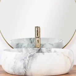 Vasque À Poser|Rea Vasque À Poser Linda Granit White Oval