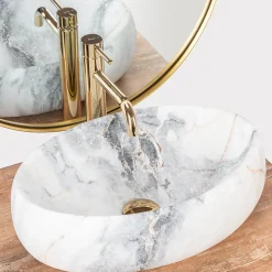Vasque À Poser|Rea Vasque À Poser Linda Granit White Oval