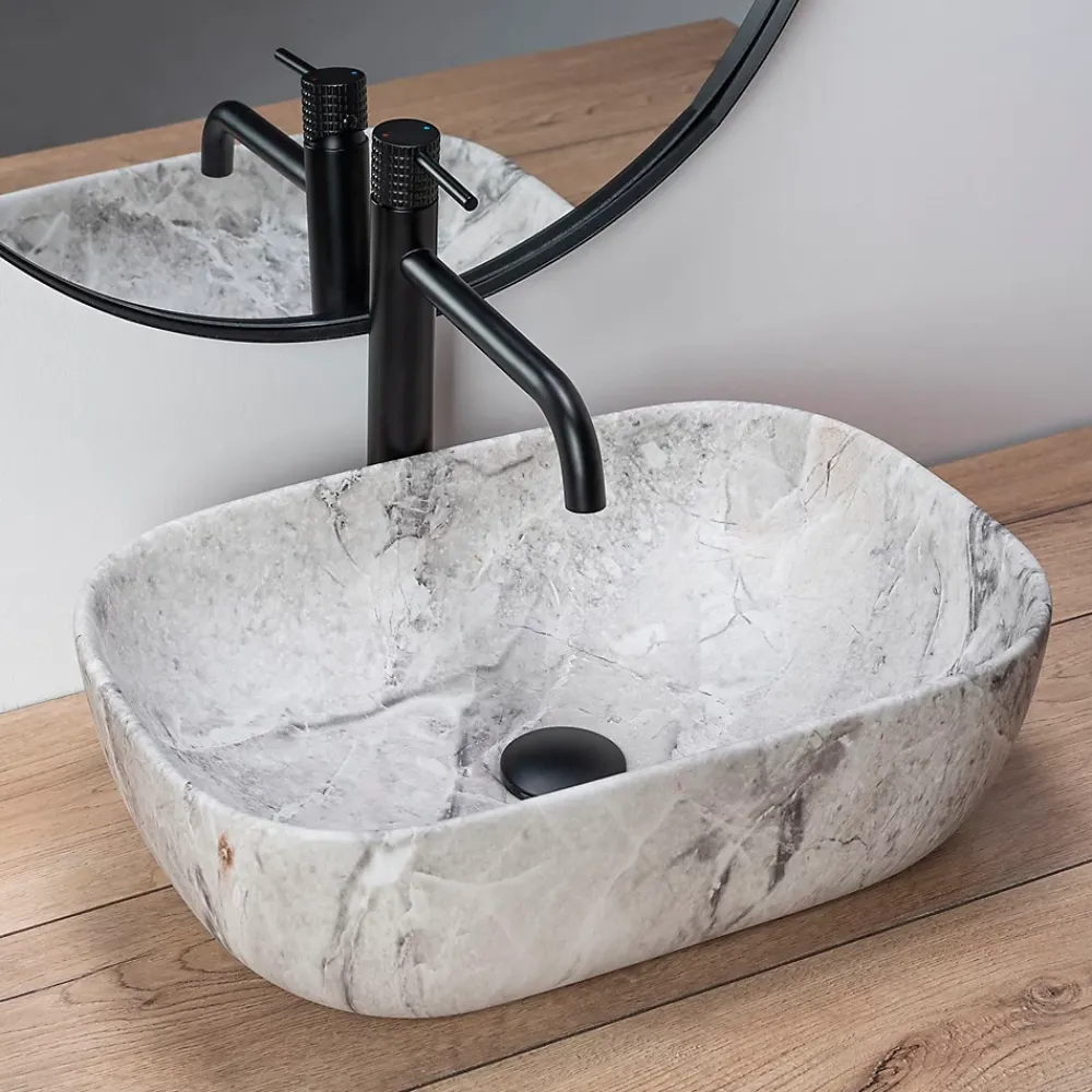 Vasque À Poser|Rea Vasque À Poser Livia Stone Beige Rectangle