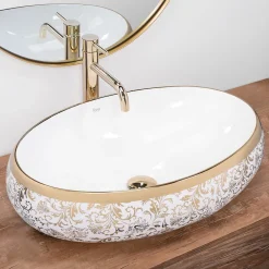 Vasque À Poser|Rea Vasque À Poser Meryl White Gold Oval