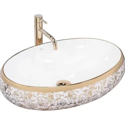 Vasque À Poser|Rea Vasque À Poser Meryl White Gold Oval