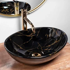 Vasque À Poser|Rea Vasque À Poser Sofia Marble Shiny Black Oval