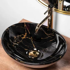 Vasque À Poser|Rea Vasque À Poser Sofia Marble Shiny Black Oval