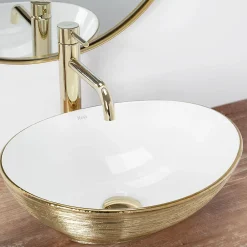 Vasque À Poser|Rea Vasque À Poser Sofia White Gold Oval
