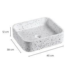 Mob-In Vasque à poser rectangle en terrazzo blanc 45x38cm