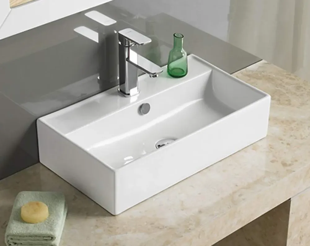 Silla Global Vasque à poser rectangulaire, céramique 55x32x13 cm Blanc