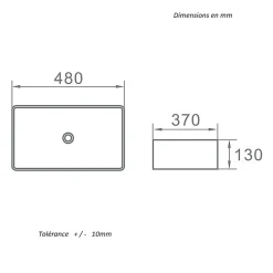 Vasque À Poser|Stano Vasque à poser rectangulaire en ceramique CORDOBA 48 x 37 cm
