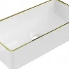 Silla Global Vasque à poser rectangulaire, céramique 46,5x23,5x12 cm Blanc/or