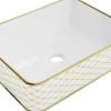 Silla Global Vasque à poser rectangulaire, céramique 48x37x13 cm Blanc/or