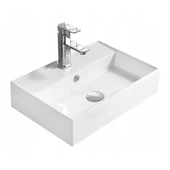 Lavabo|Silla Global Vasque à poser rectangulaire, céramique 50x35x12 cm Blanc