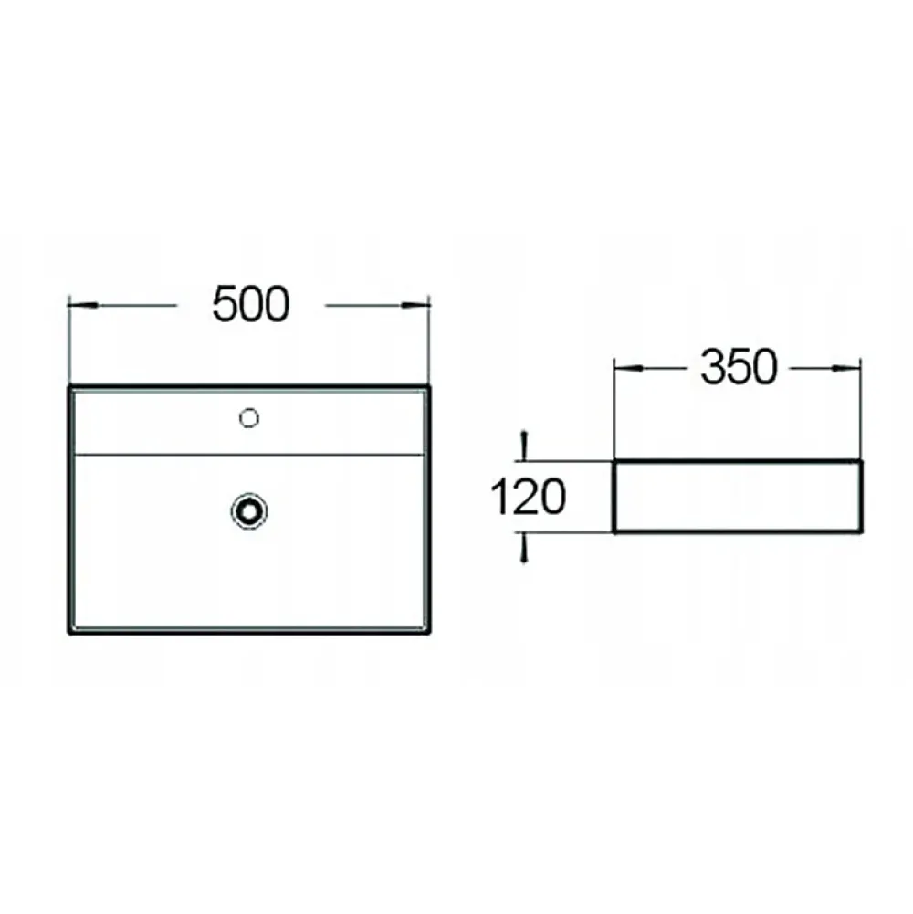 Lavabo|Silla Global Vasque à poser rectangulaire, céramique 50x35x12 cm Blanc